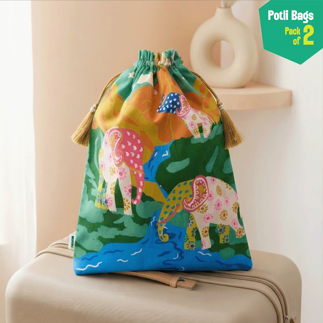 Safari Love! Unisex Potli Bags, 100% Cotton, Pack of 2