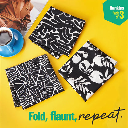 Black Magic! Unisex Hankies, 100% Organic Cotton, Pack of 3