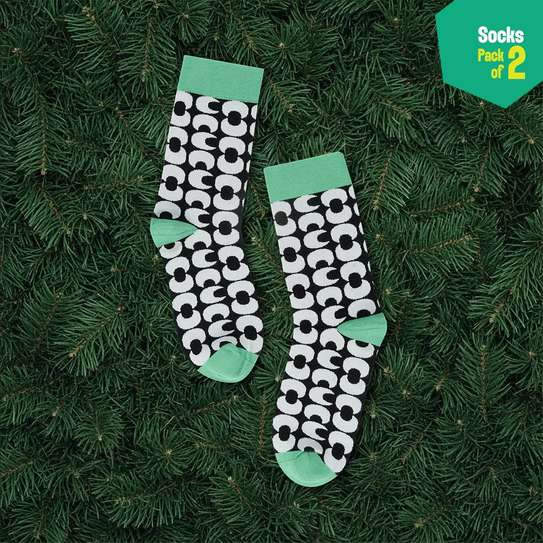 Geo-mazing! Unisex Socks, 100% Bamboo, Crew Length, Pack of 2