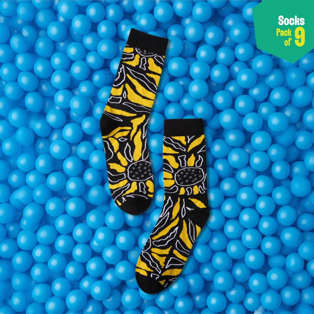 Strike A Pose! Unisex Socks, 100% Bamboo, Crew Length, Pack of 9