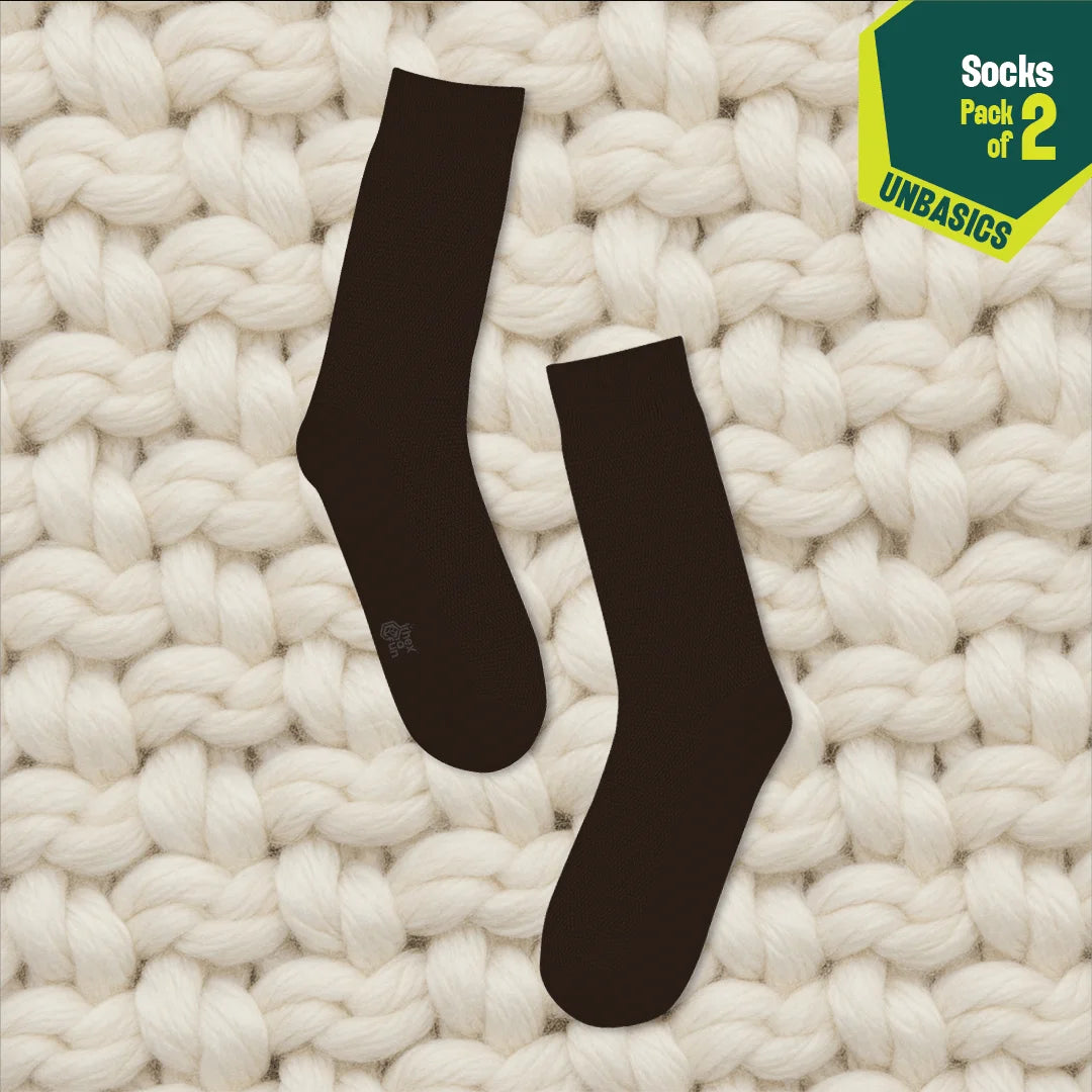 Midnight Espresso! Unisex Socks, 100% Organic Cotton, Crew Length, Pack of 2