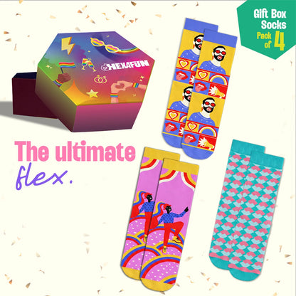 Love Is Love! Unisex Crew Length Socks, 100% Organic Cotton, Gift Box of 4