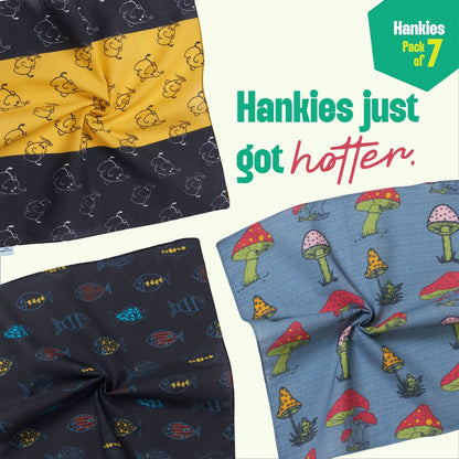 Abstract Mania! Unisex Hankies, 100% Organic Cotton, Pack of 7