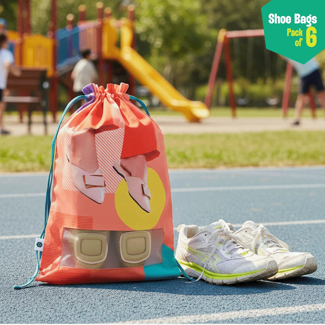 Girly Walks! Shoe Bags, 100% Organic Cotton, Pack of 6