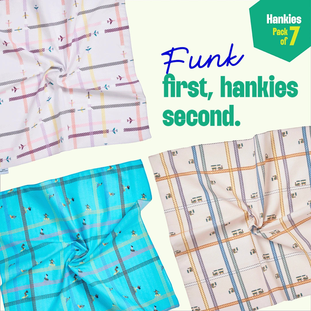 Style O'Clock! Unisex Hankies, 100% Organic Cotton, Pack of 7