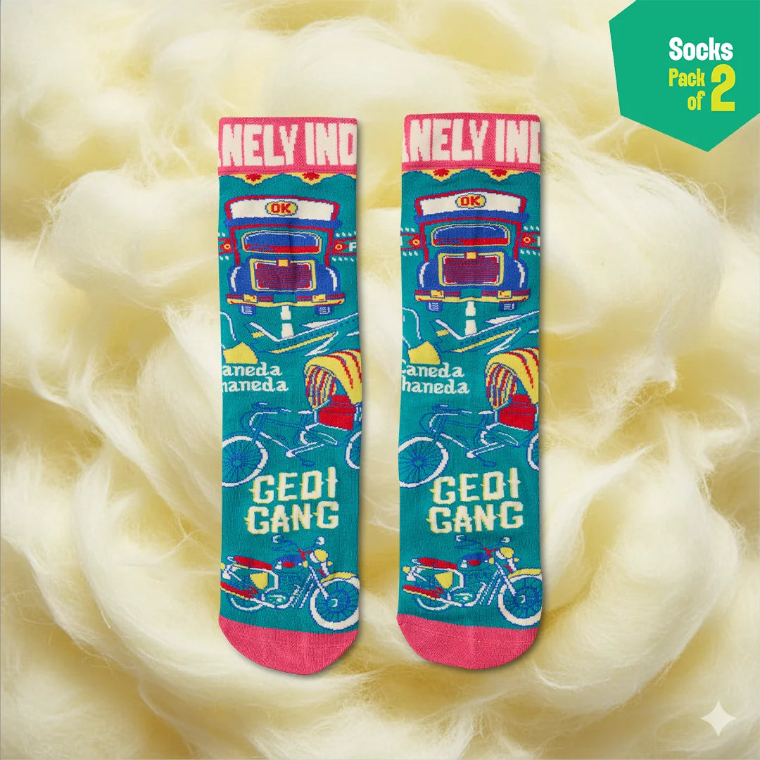 Gedi Gang! Unisex Socks, 100% Bamboo Made, Crew Length, Pack of 2