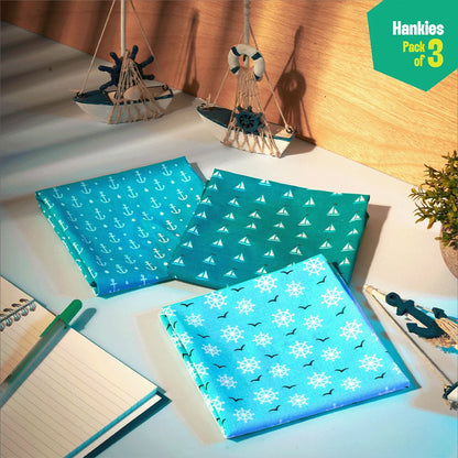 Now You Sea Me! Unisex Hankies, 100% Organic Cotton, Pack of 3