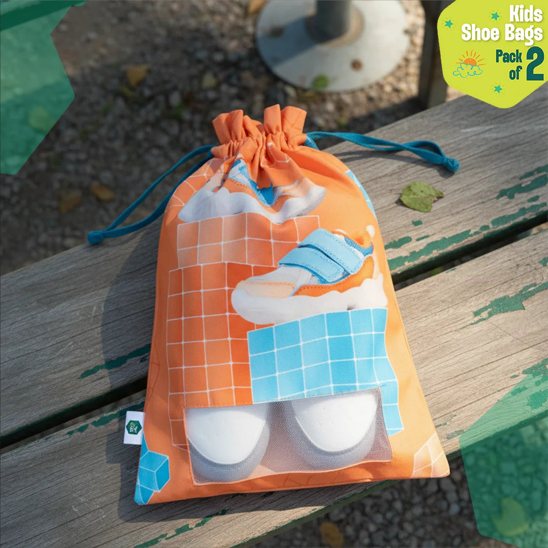 Mini Trekkers! Unisex Kid's Shoe Bags, 100% Organic Cotton, Pack of 2