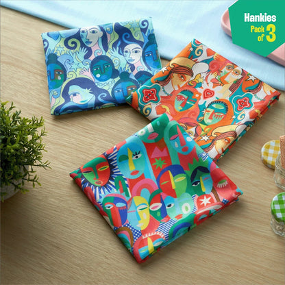 Illusion Trap! Unisex Hankies, 100% Organic Cotton, Pack of 3