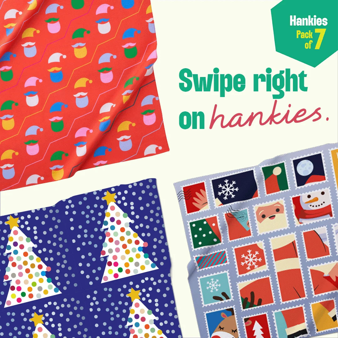Feelin' Frosty! Unisex Hankies, 100% Organic Cotton, Pack of 7