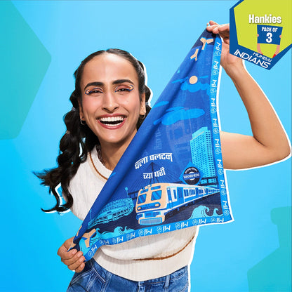 Mumbai Meri Jaan! 100% Organic Cotton, Unisex Hankies, Pack of 3