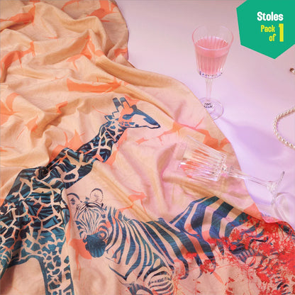 Jungle Book! Women's Stole, 100% Organic Cotton, Pack of 1