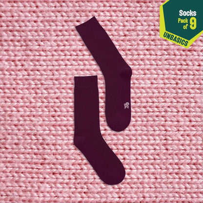 Bold Expression! Unisex Socks, 100% Organic Cotton, Crew Length, Pack of 9