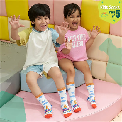 Chill Thrill! Unisex Kid's Socks, 100% Bamboo, Crew Length, Pack of 5