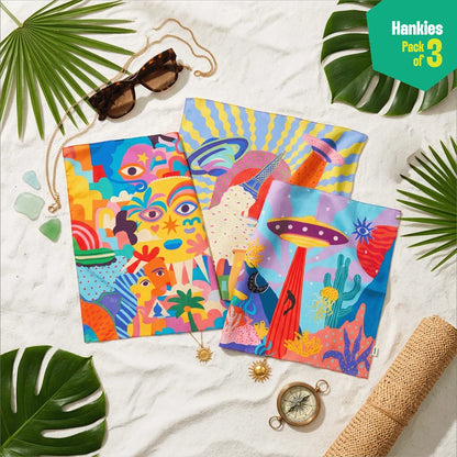 Cosmic Affair! Unisex Hankies, 100% Organic Cotton, Pack of 3