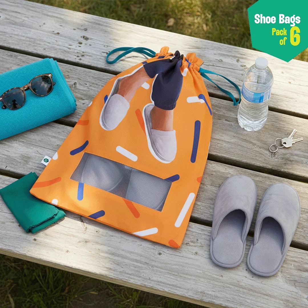 Shoe-topia! Shoe Bags, 100% Organic Cotton, Pack of 6