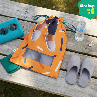 Shoe-topia! Shoe Bags, 100% Organic Cotton, Pack of 6