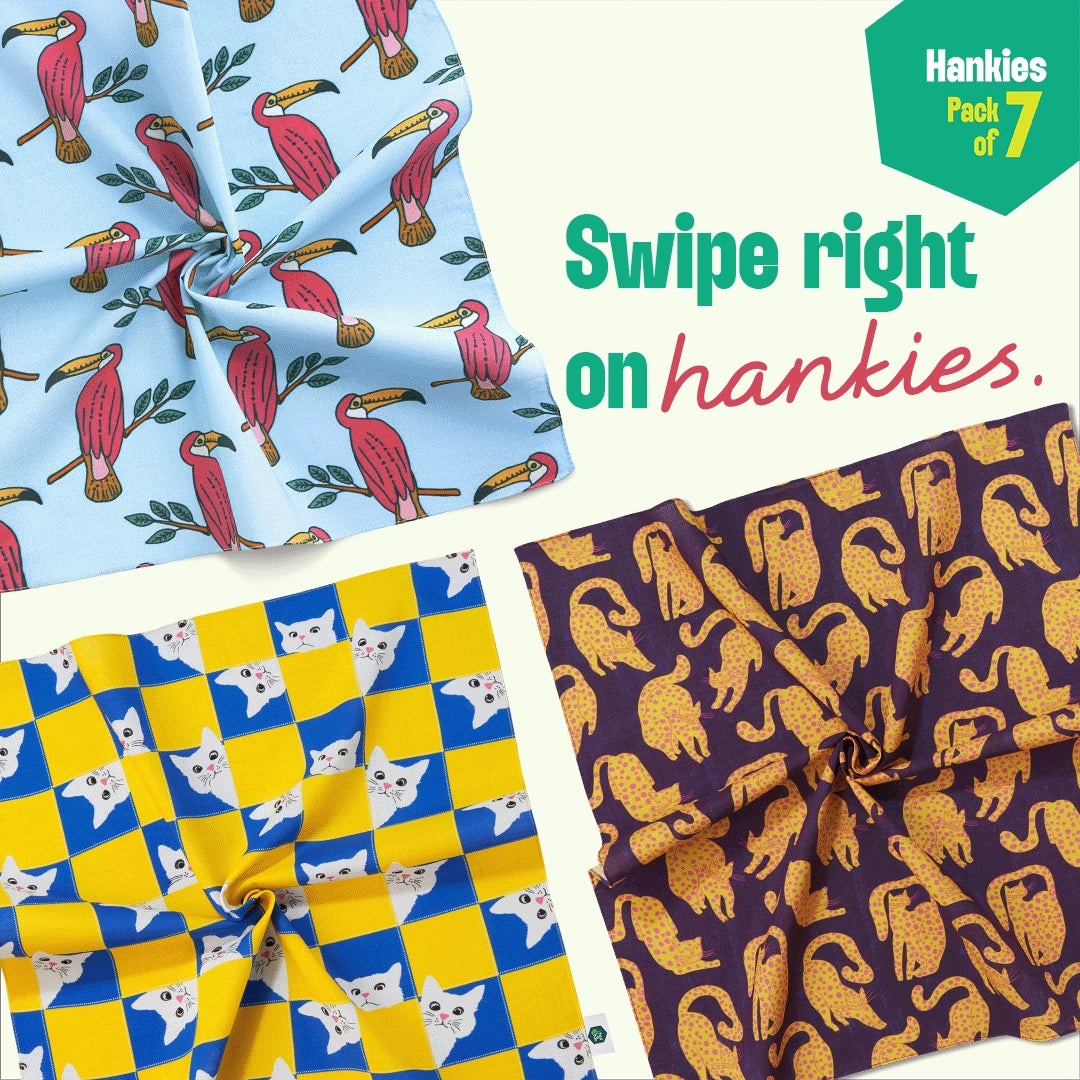 Zoo-logical! Unisex Hankies, 100% Organic Cotton, Pack of 7
