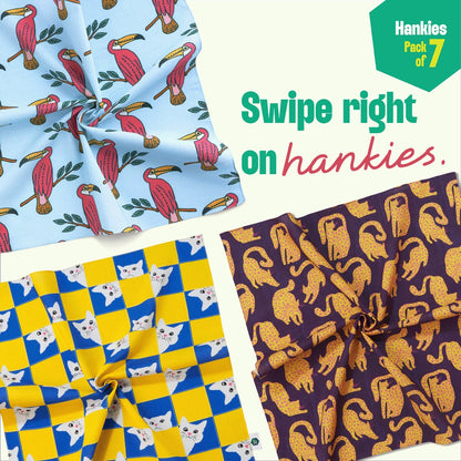 Zoo-logical! Unisex Hankies, 100% Organic Cotton, Pack of 7