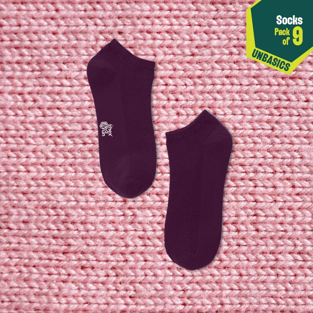 Bold Expression! Unisex Socks, 100% Organic Cotton, Ankle Length, Pack of 9