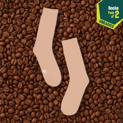 Dusky Latte! Unisex Socks, 100% Organic Cotton, Crew Length, Pack of 2