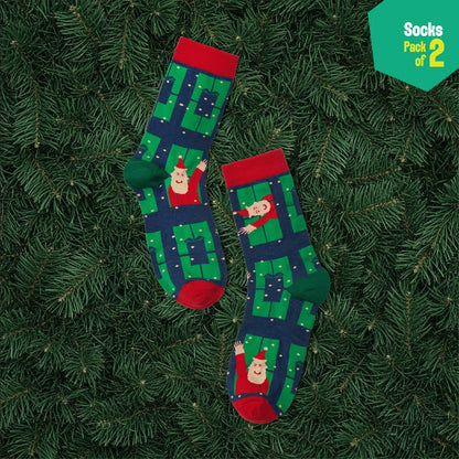 Cozy Holiday! Unisex Socks, 100% Organic Cotton, Crew Length, Pack of 2