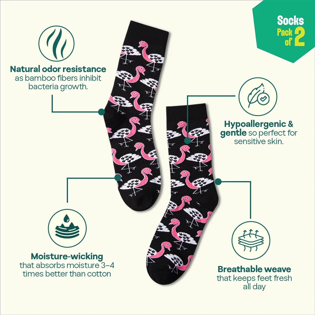 Take Me Black! Unisex Socks, 100% Bamboo, Crew Length, Pack of 2
