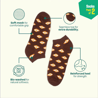 Chill Day! Unisex Socks, 100% Organic Cotton, Ankle Length, Pack of 2