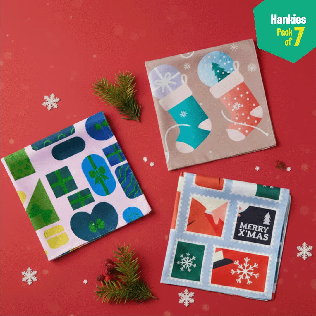 Feelin' Frosty! Unisex Hankies, 100% Organic Cotton, Pack of 7