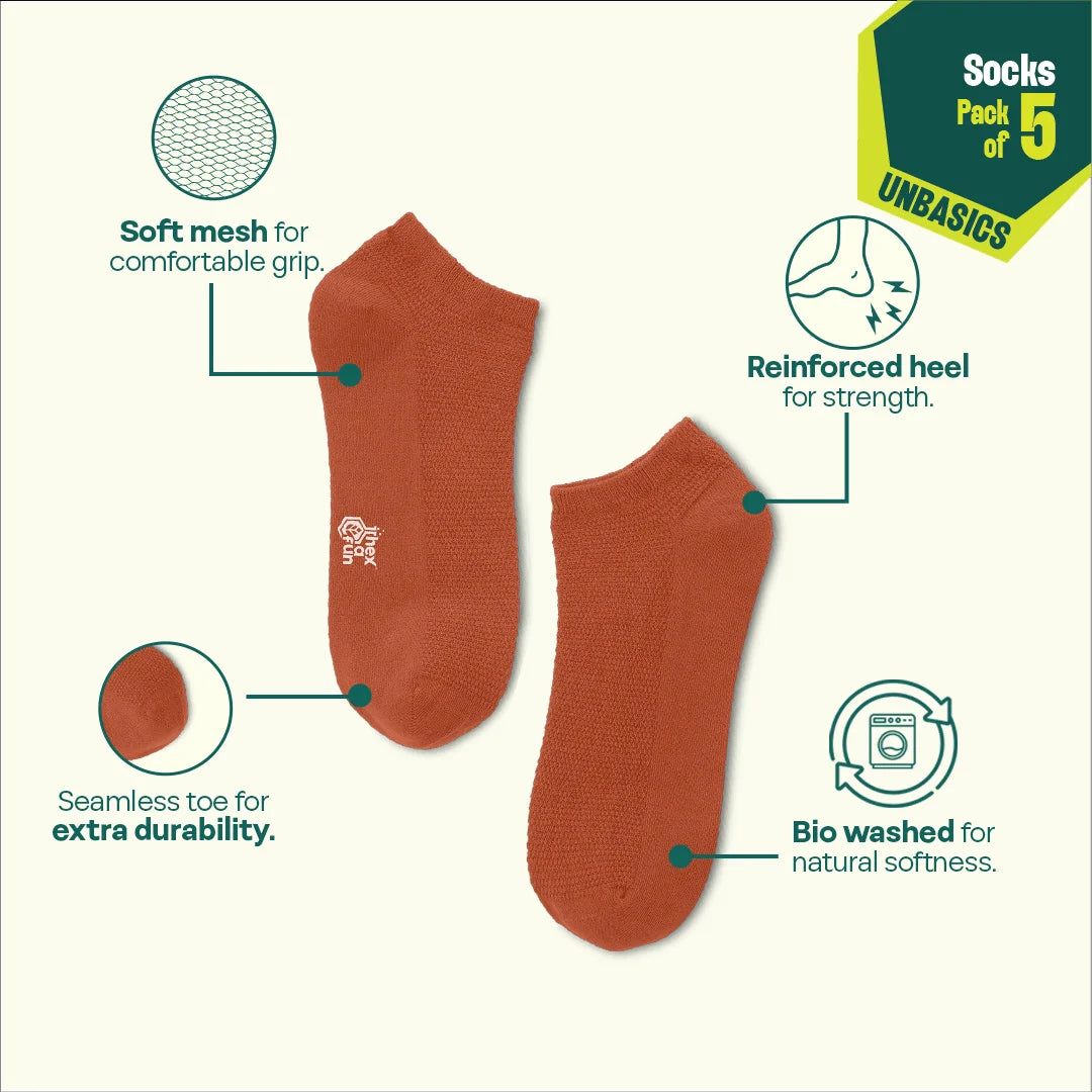 Dandelions! Unisex Socks, 100% Organic Cotton, Ankle Length, Pack of 5