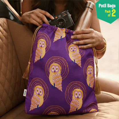 Bird Watching! Unisex Potli Bags, 100% Cotton, Pack of 2