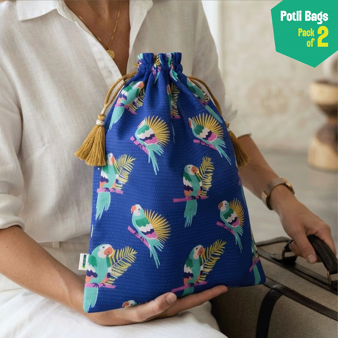 Birdsong! Unisex Potli Bags, 100% Cotton, Pack of 2