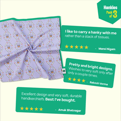 Smoking Hot! Unisex Hankies, 100% Organic Cotton, Pack of 3