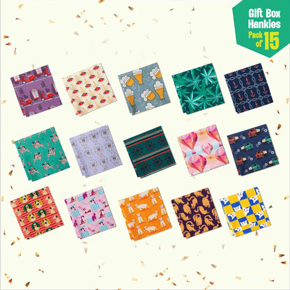 Banana Bunch! Unisex Hankies, 100% Organic Cotton, Gift Box of 15