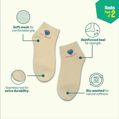 Hot To Handle! Unisex Socks, 100% Organic Cotton, High Ankle Length, Pack of 2