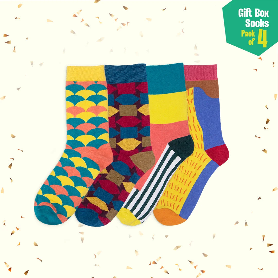 Thrill Seeker! Unisex Crew Length Socks, 100% Organic Cotton, Gift Box of 4