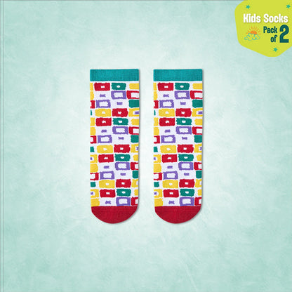 Crazy Patterns! Unisex Kid's Socks, 100% Bamboo, Crew Length, Pack of 2