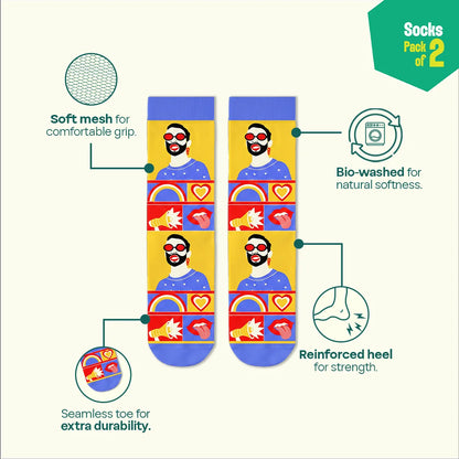 Bold & Proud! Unisex Socks, 100% Organic Cotton, Crew Length, Pack of 2