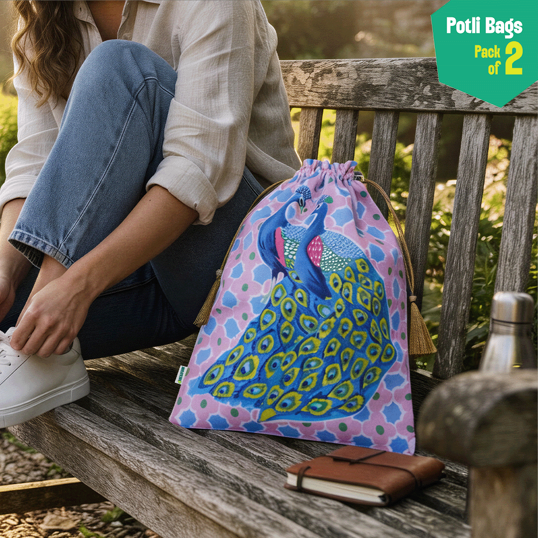 Feather Like! Unisex Potli Bags, 100% Cotton, Pack of 2
