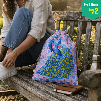 Feather Like! Unisex Potli Bags, 100% Cotton, Pack of 2
