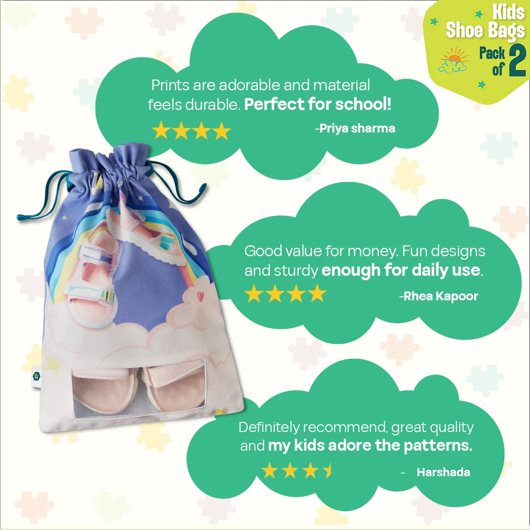 Lil Princess! Girl's Shoe Bags, 100% Organic Cotton, Pack of 2