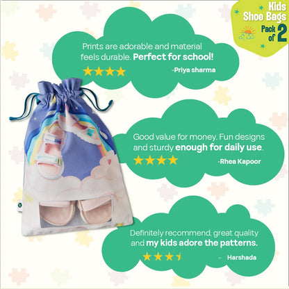 Lil Princess! Girl's Shoe Bags, 100% Organic Cotton, Pack of 2