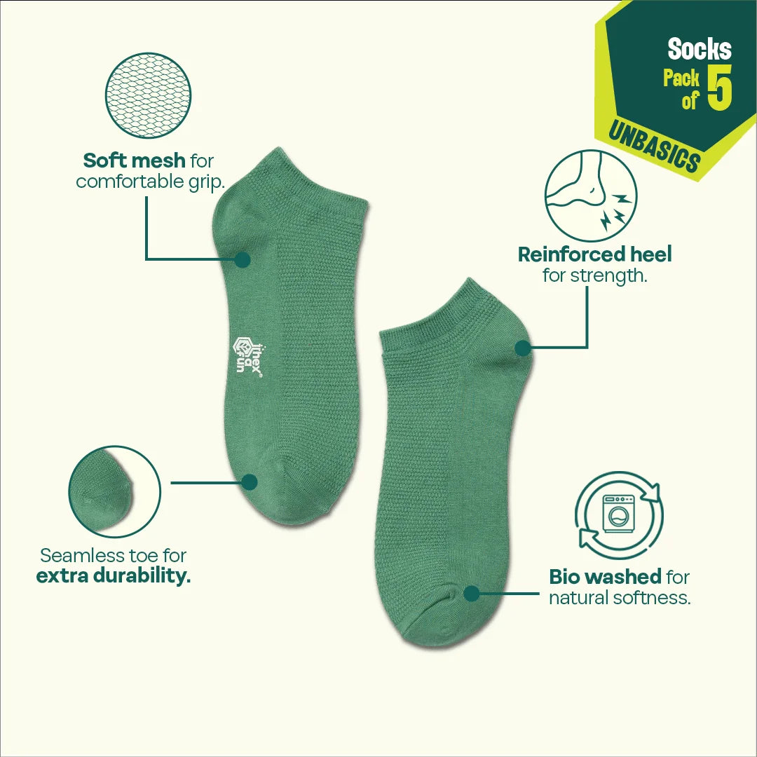 Pineberry! Unisex Socks, 100% Organic Cotton, Ankle Length, Pack of 5