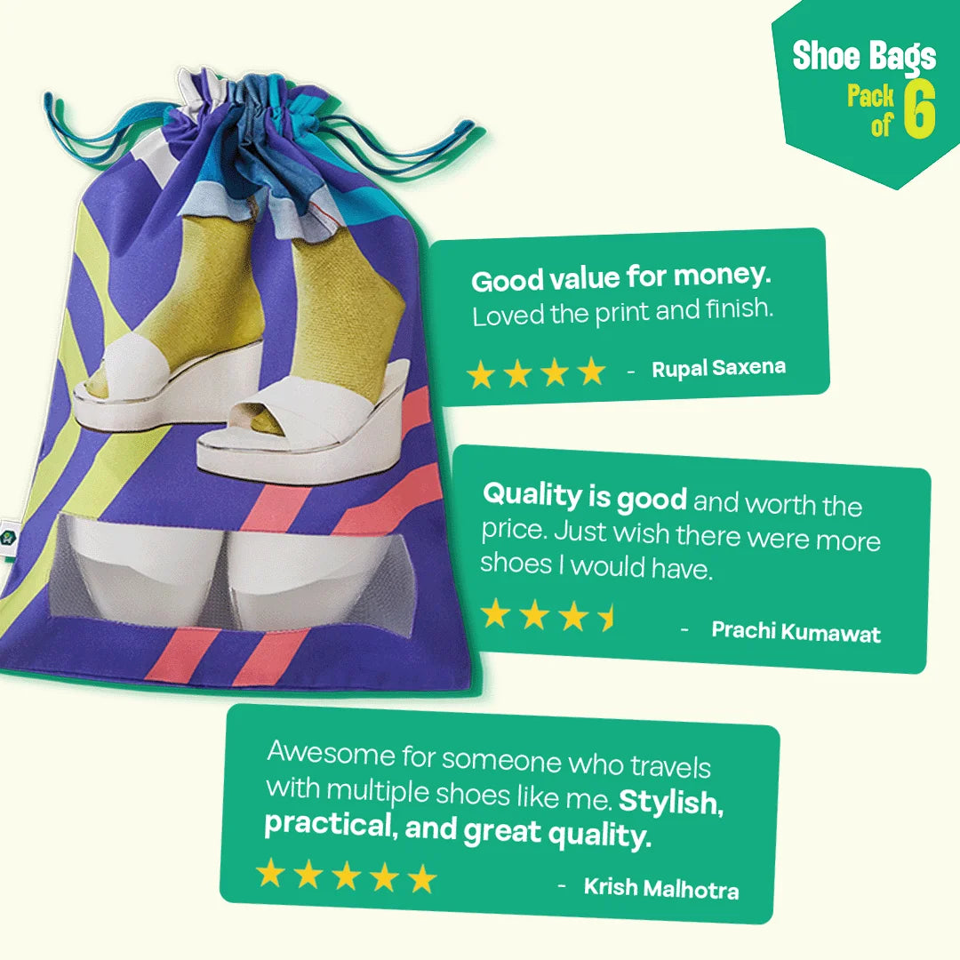 Girly Walks! Shoe Bags, 100% Organic Cotton, Pack of 6