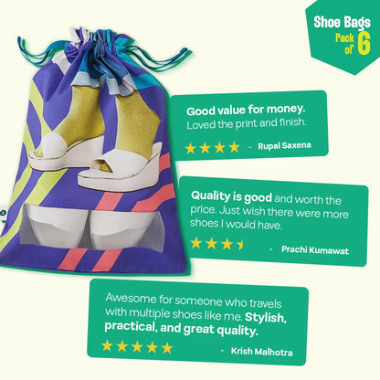 Girly Walks! Shoe Bags, 100% Organic Cotton, Pack of 6