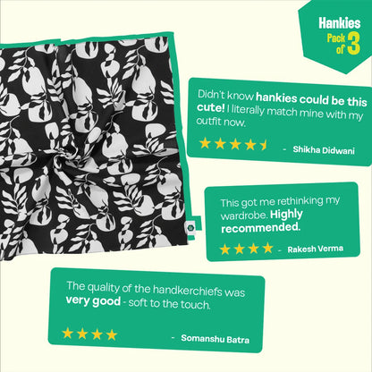 Black Magic! Unisex Hankies, 100% Organic Cotton, Pack of 3