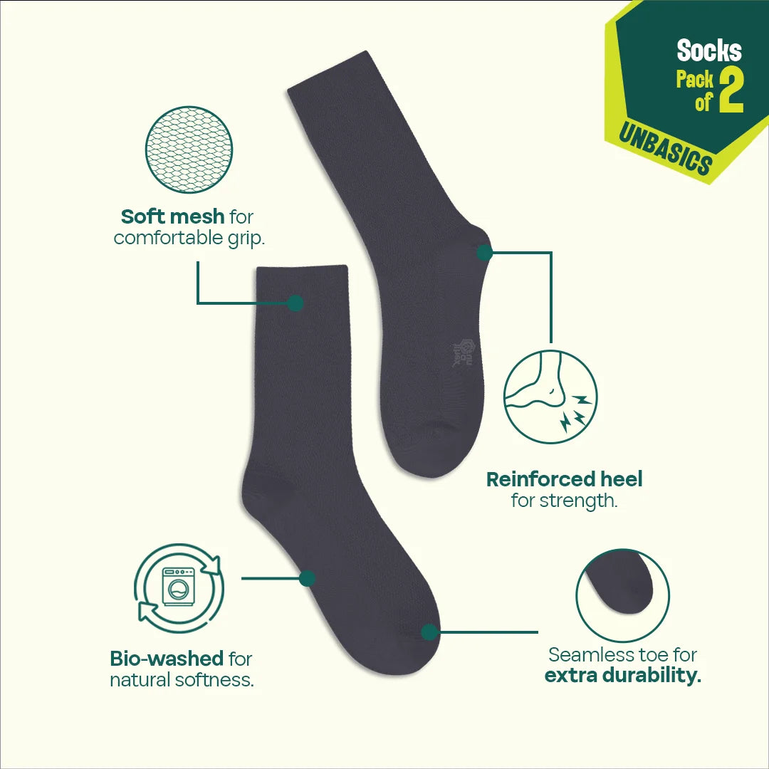 Earthbound! Unisex Socks, 100% Organic Cotton, Crew Length, Pack of 2