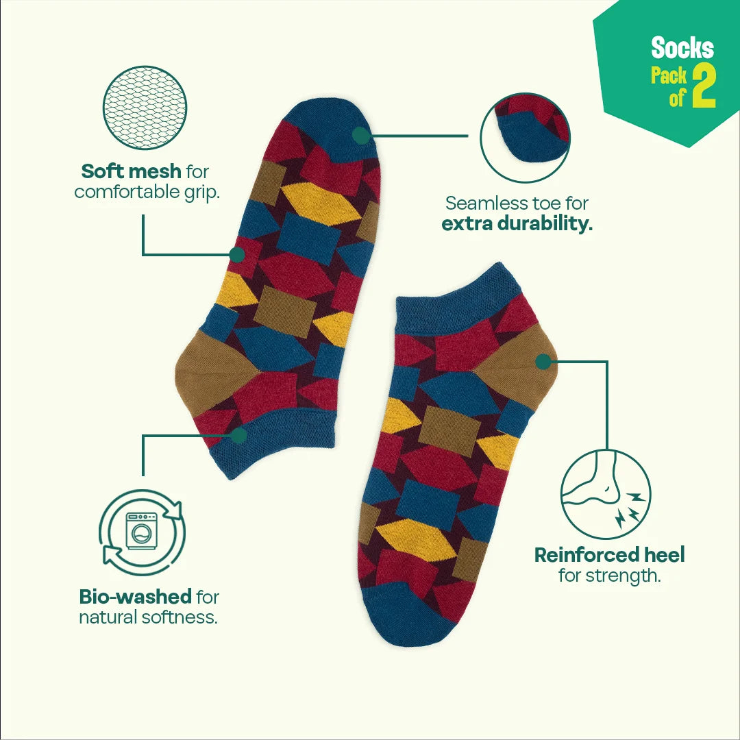 Stripe-otypical! Unisex Socks, 100% Organic Cotton, Ankle Length, Pack of 2