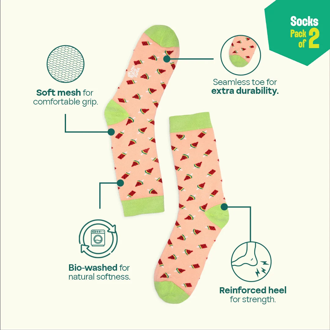 Foodgasm! Unisex Socks, 100% Organic Cotton, Crew Length, Pack of 2