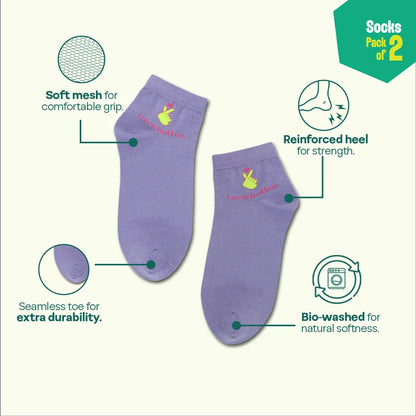 Flirty Vibes! Unisex Socks, 100% Organic Cotton, High Ankle Length, Pack of 2